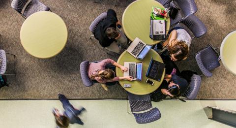 students in Hamilton Smith Hall common area